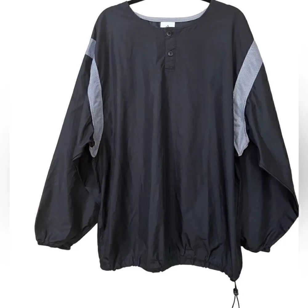 ADIDAS Vintage Windbreaker Pullover Jacket Black Men’s Size XL